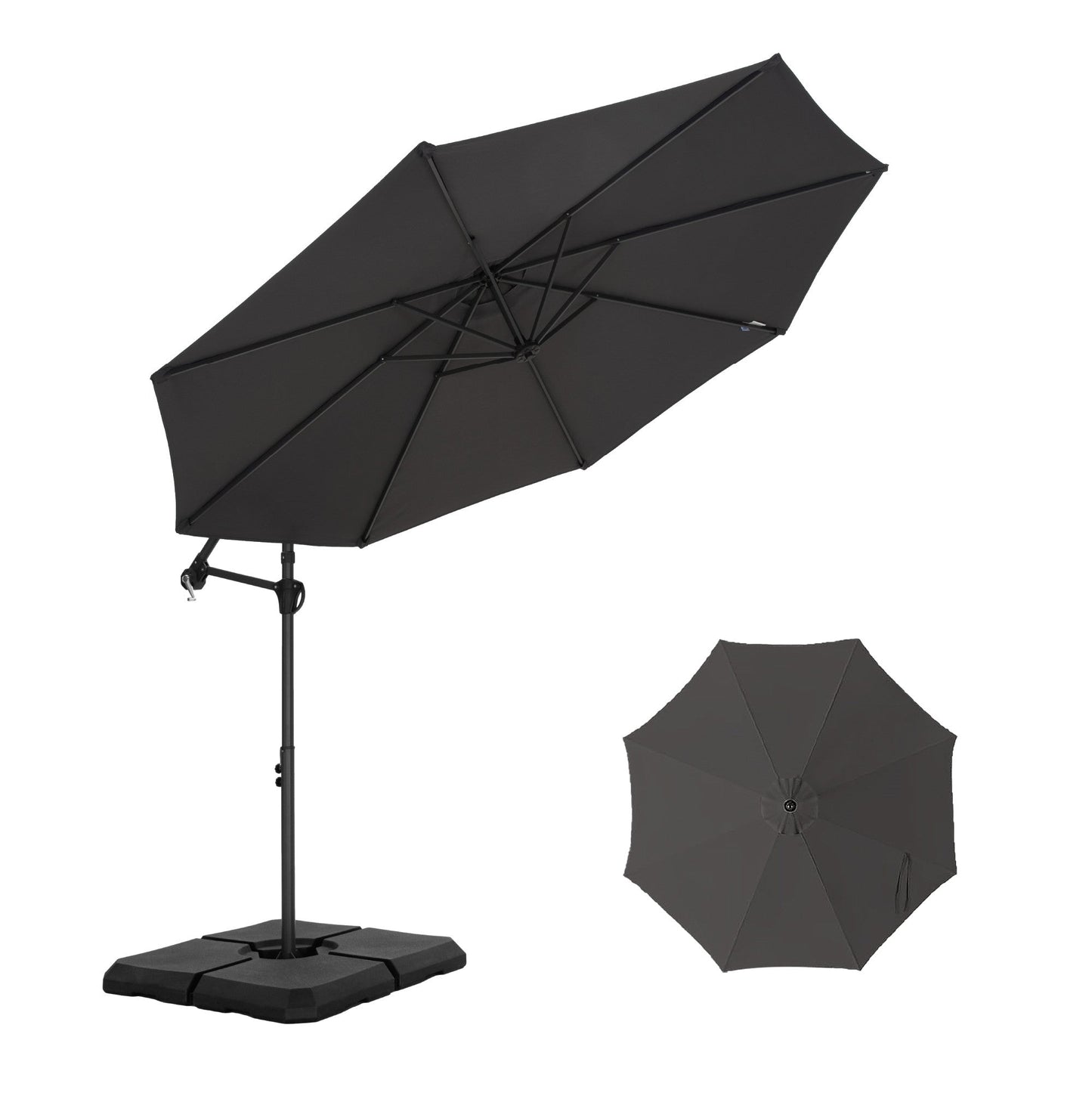 MAISON ARTS 10 FT Patio Umbrella Offset Cantilever Umbrella with Weighted Base Included Gray