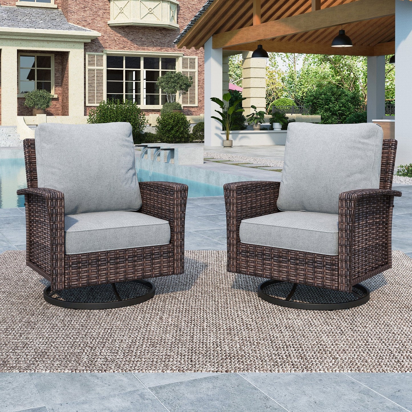 maison-arts-2-Piece-Outdoor-Swivel-Chairs-Wicker-Patio- Furniture-Set-With-Backrests-Cushions-for-Garden-Pool-Porch-Yard-Light-gray