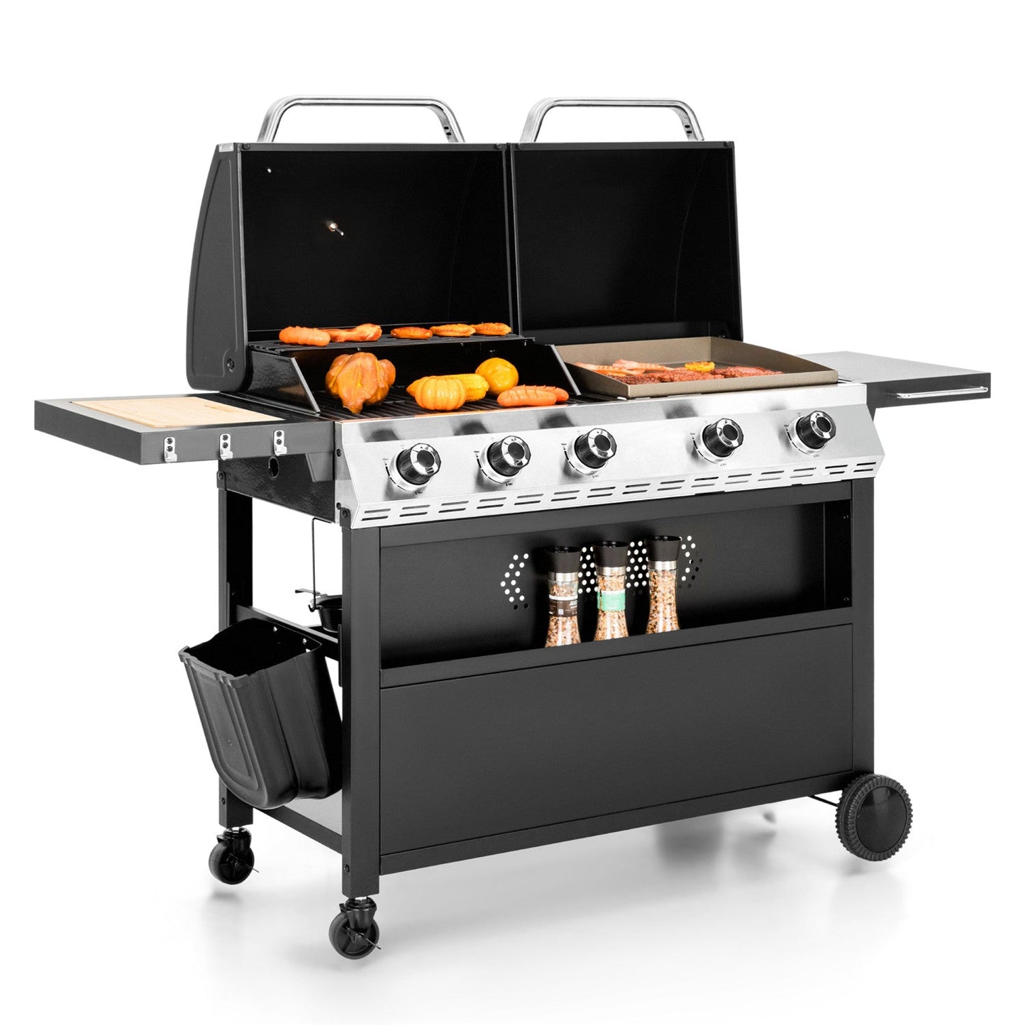 MAISON ARTS 5-Burner Outdoor Propane Gas Grill and Griddle Combo BBQ Grill with Lid 54,000 BUT