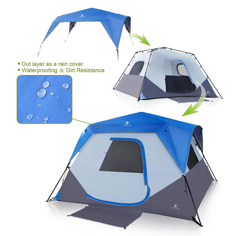 ALPHA CAMP 6 Person Instant Cabin Camping Tent