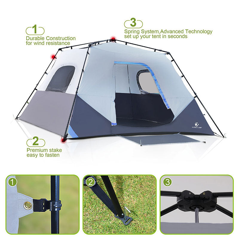 ALPHA CAMP 6 Person Instant Cabin Camping Tent