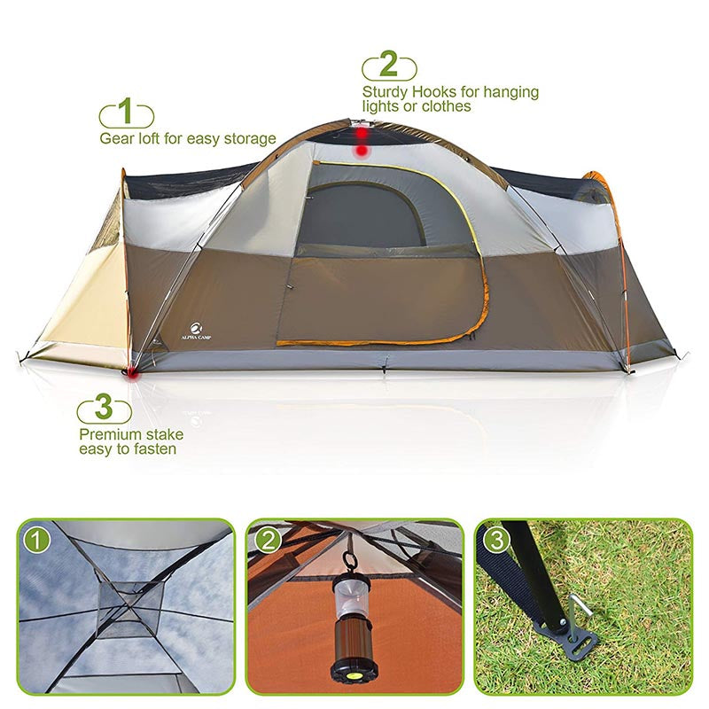 ALPHA CAMP 8 Person Dome Family Camping Tent