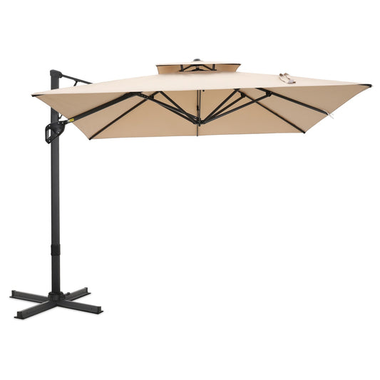 MAISON ARTS 12?¡¥ x 9?¡¥ Offset Patio Umbrella Large Deck Cantilever Outdoor Umbrella Beige