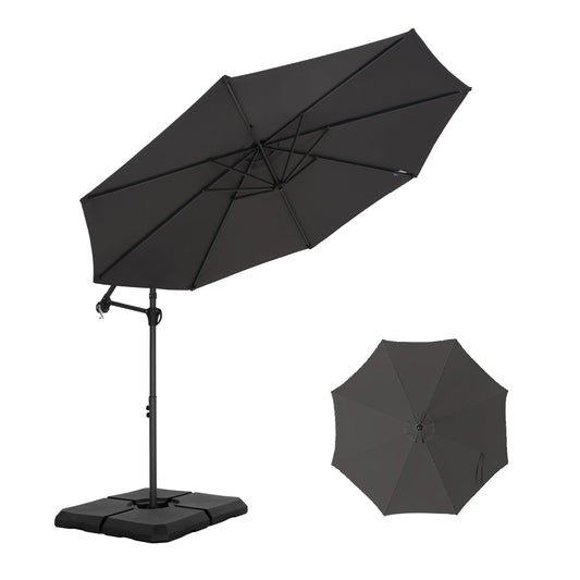 MAISON ARTS 10 FT Patio Umbrella Offset Cantilever Umbrella with Weighted Base Included Gray