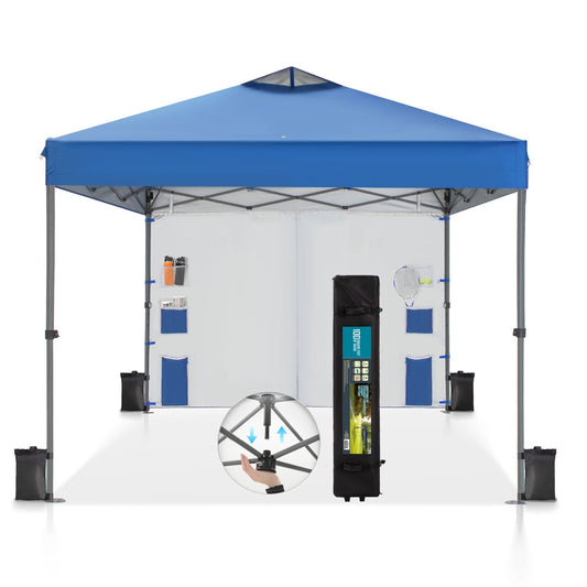 MAISON ARTS 10 x 10 Ft Pop up Canopy Tent Easy up Shade Tent with 1 Sidewall for Outside Blue