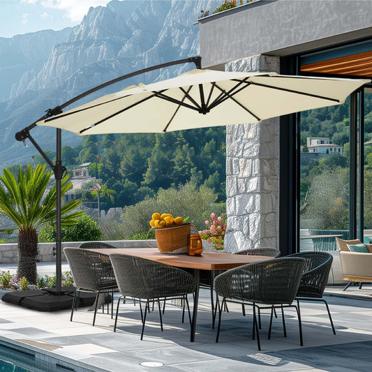 MAISON ARTS 10 FT Patio Umbrella Offset Cantilever Umbrella White