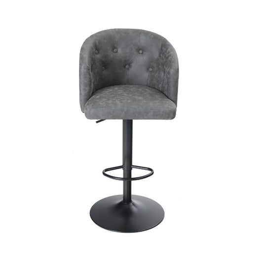 PHI VILLA Adjustable PU Leather Swivel Bar Stool with Backrest and Armrest, Seat Height 25"-33"