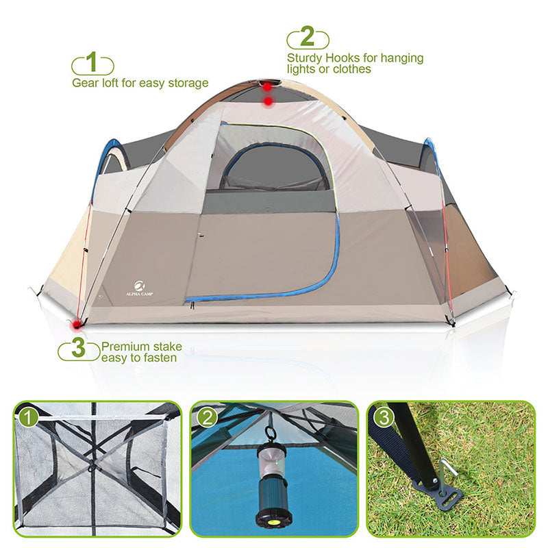 easy camp 6 man tent ALPHA CAMP 6 Person Dome Family Camping Tent 14' x 10' – maisonartsus