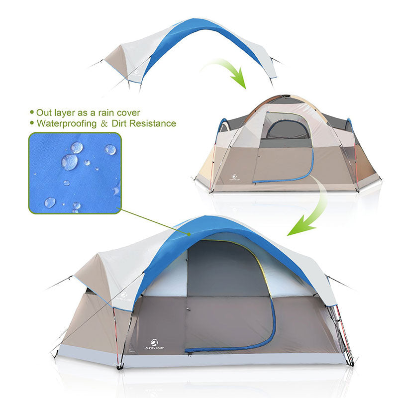 ALPHA CAMP 6 Person Dome Family Camping Tent 14' x 10'