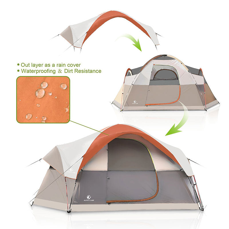 ALPHA CAMP 6 Person Dome Family Camping Tent 14' x 10'