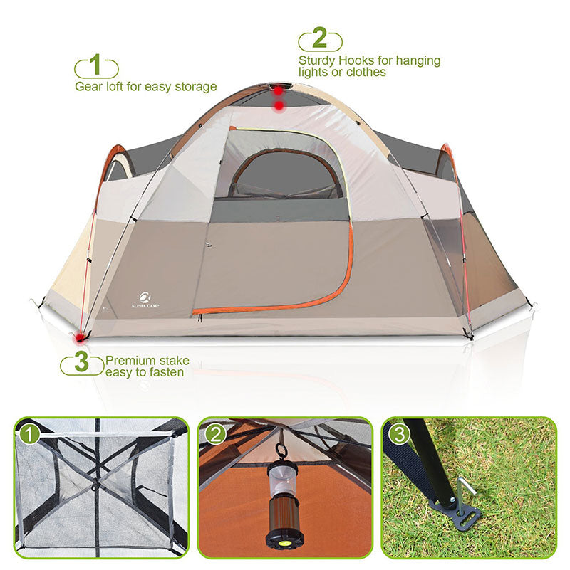 ALPHA CAMP 6 Person Dome Family Camping Tent 14' x 10' – maisonartsus